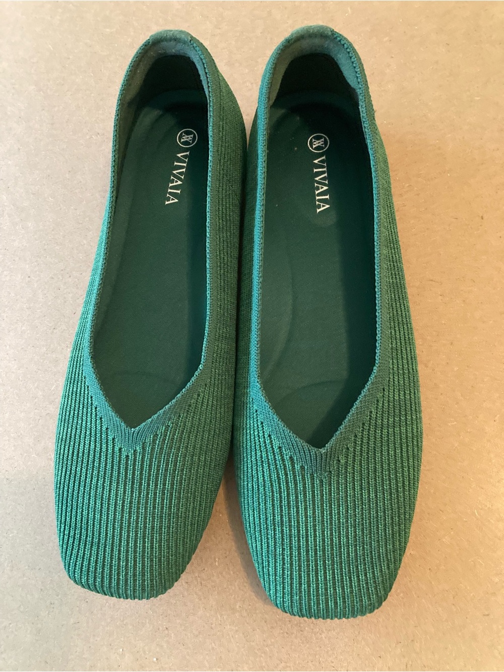 VIVAIA Green Knit Slip-On Flats